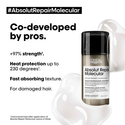 L'Oréal Professionnel Absolut Repair Molecular Leave-in Hair Cream 100ml heat protector 